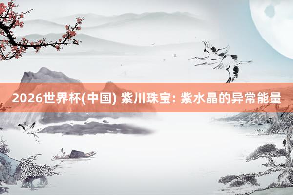 2026世界杯(中国) 紫川珠宝: 紫水晶的异常能量
