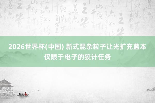 2026世界杯(中国) 新式混杂粒子让光扩充蓝本仅限于电子的狡计任务