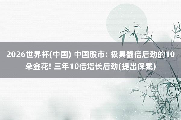 2026世界杯(中国) 中国股市: 极具翻倍后劲的10朵金花! 三年10倍增长后劲(提出保藏)