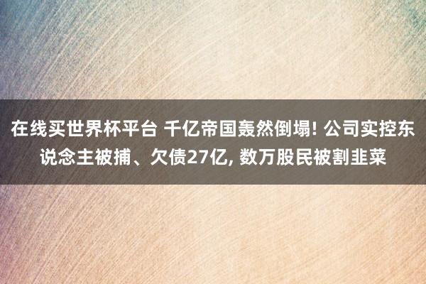 在线买世界杯平台 千亿帝国轰然倒塌! 公司实控东说念主被捕、欠债27亿, 数万股民被割韭菜