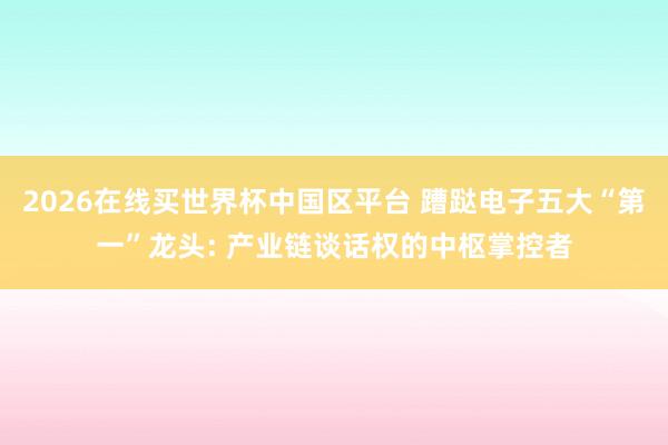2026在线买世界杯中国区平台 蹧跶电子五大“第一”龙头: 产业链谈话权的中枢掌控者