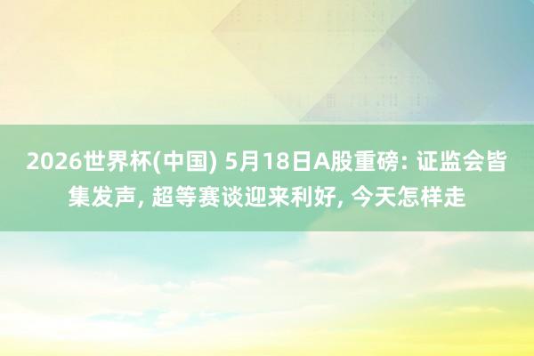 2026世界杯(中国) 5月18日A股重磅: 证监会皆集发声, 超等赛谈迎来利好, 今天怎样走