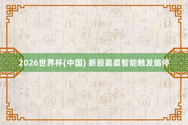 2026世界杯(中国) 新股嘉晨智能触发临停