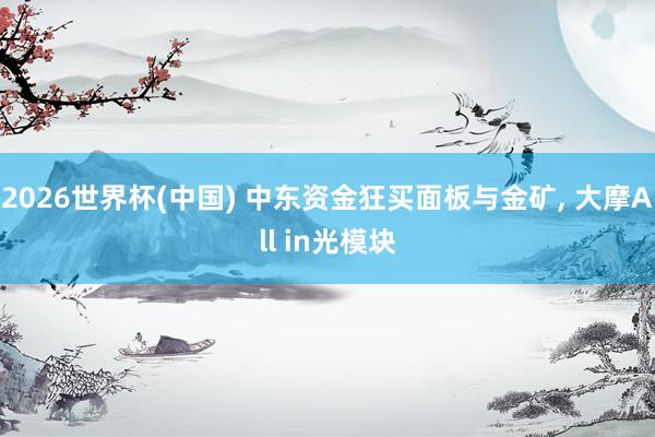 2026世界杯(中国) 中东资金狂买面板与金矿, 大摩All in光模块