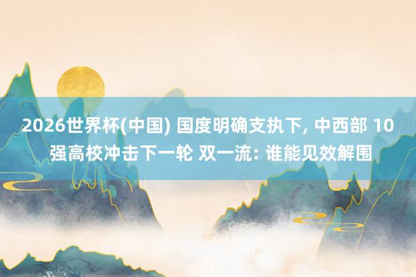 2026世界杯(中国) 国度明确支执下, 中西部 10 强高校冲击下一轮 双一流: 谁能见效解围