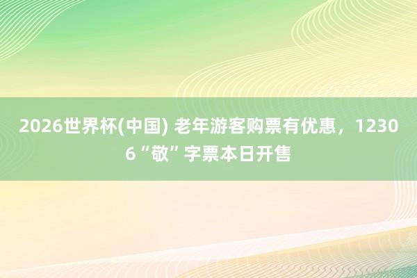 2026世界杯(中国) 老年游客购票有优惠,12306“敬”字票本日开售