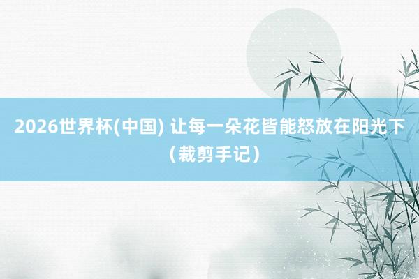 2026世界杯(中国) 让每一朵花皆能怒放在阳光下(裁剪手记)