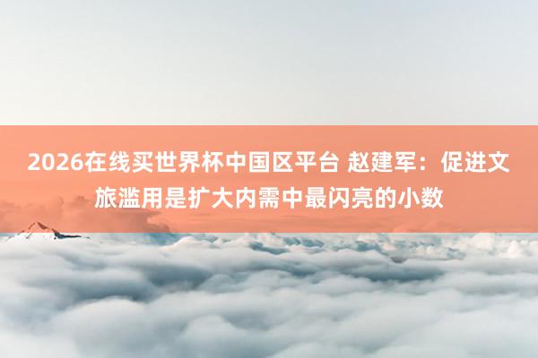 2026在线买世界杯中国区平台 赵建军:促进文旅滥用是扩大内需中最闪亮的小数