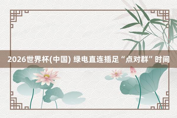 2026世界杯(中国) 绿电直连插足“点对群”时间