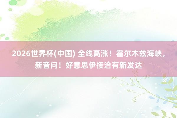 2026世界杯(中国) 全线高涨！霍尔木兹海峡，新音问！好意思伊接洽有新发达
