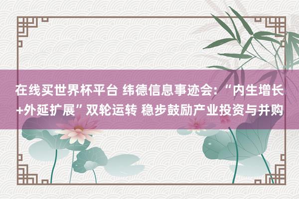 在线买世界杯平台 纬德信息事迹会: “内生增长+外延扩展”双轮运转 稳步鼓励产业投资与并购