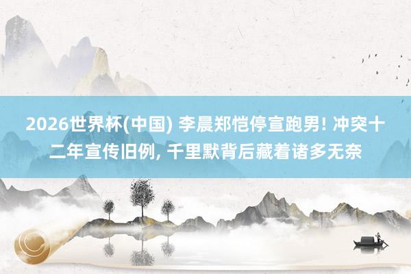2026世界杯(中国) 李晨郑恺停宣跑男! 冲突十二年宣传旧例, 千里默背后藏着诸多无奈