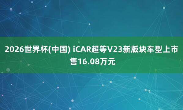 2026世界杯(中国) iCAR超等V23新版块车型上市 售16.08万元