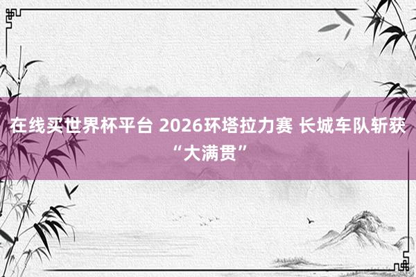在线买世界杯平台 2026环塔拉力赛 长城车队斩获“大满贯”
