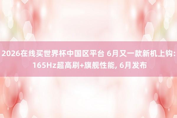2026在线买世界杯中国区平台 6月又一款新机上钩: 165Hz超高刷+旗舰性能, 6月发布