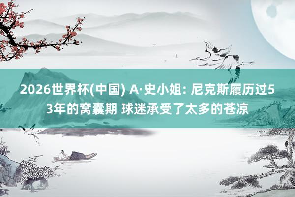 2026世界杯(中国) A·史小姐: 尼克斯履历过53年的窝囊期 球迷承受了太多的苍凉