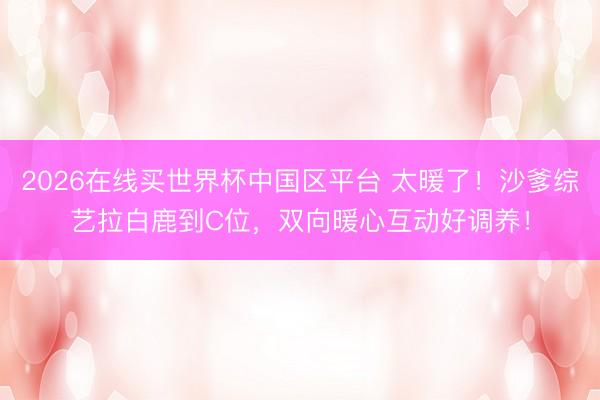 2026在线买世界杯中国区平台 太暖了！沙爹综艺拉白鹿到C位，双向暖心互动好调养！