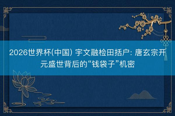 2026世界杯(中国) 宇文融检田括户: 唐玄宗开元盛世背后的“钱袋子”机密
