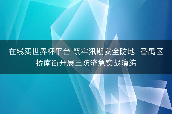 在线买世界杯平台 筑牢汛期安全防地 番禺区桥南街开展三防济急实战演练